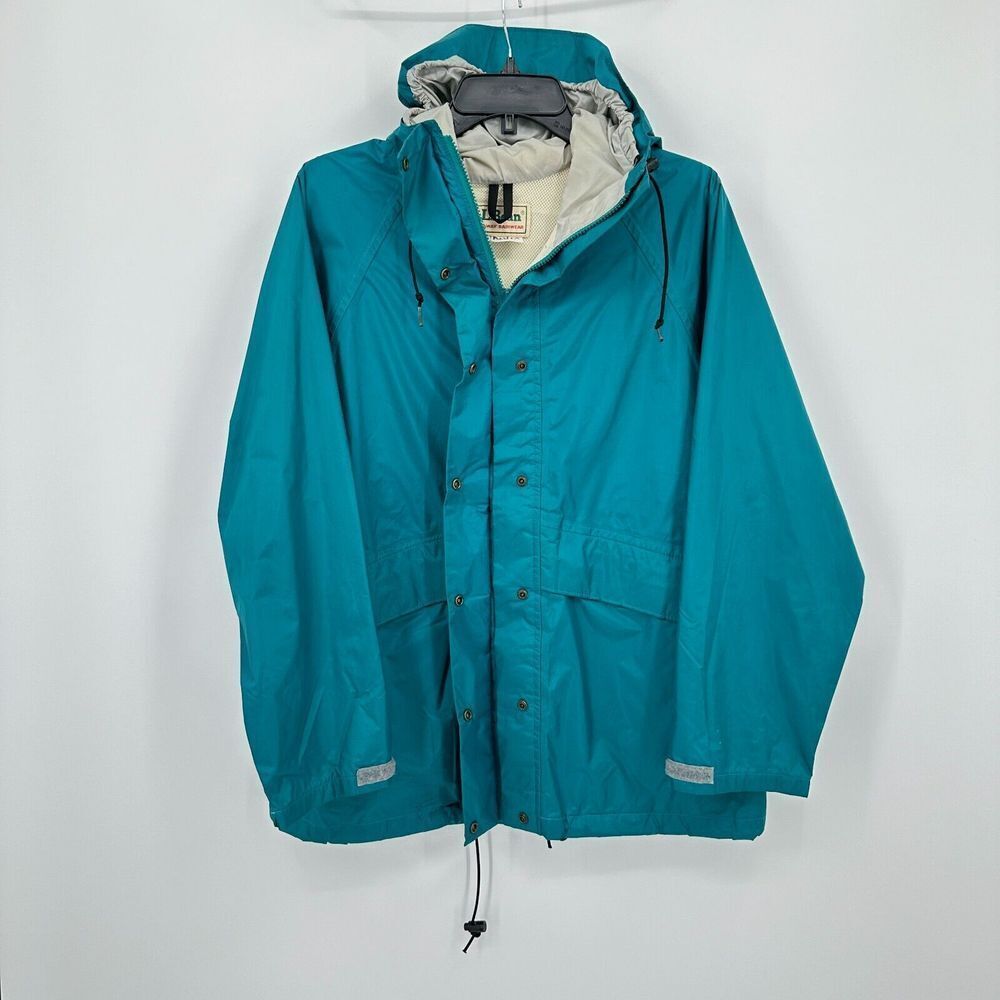 Vtg‎ L.L Bean Windbreaker Rain Jacket Stowaway Mens L Blue Gorpcore Goretex Hood